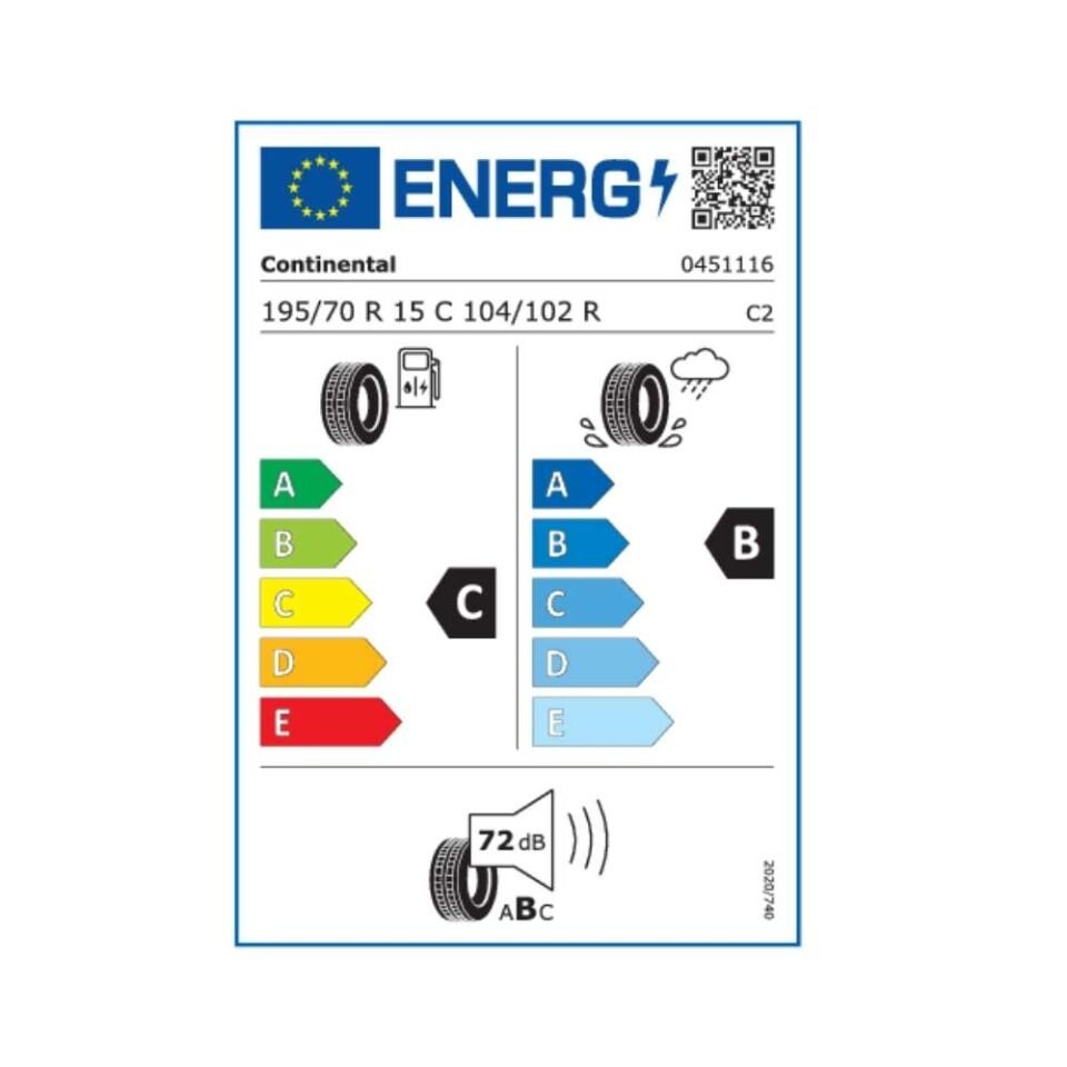 Continental 195/70R15 Van Contact 100 104/102R (Üretim Yılı:2024)